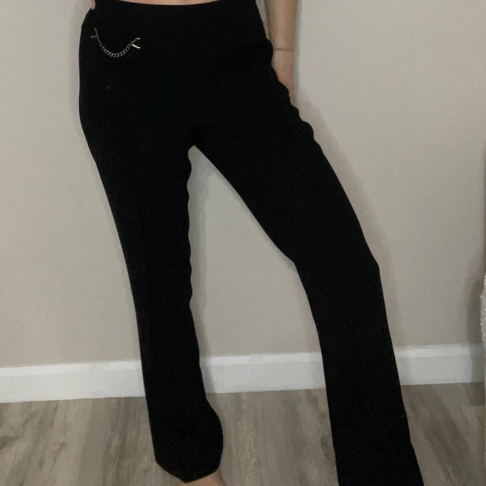 Black dress pants with chain detail